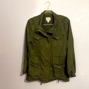 Market & Spruce Green Utility Jacket with Structured Shoulders